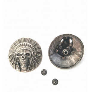 Metalen Gun Black Applicatie/Stud voor Leder Indian Chief skull